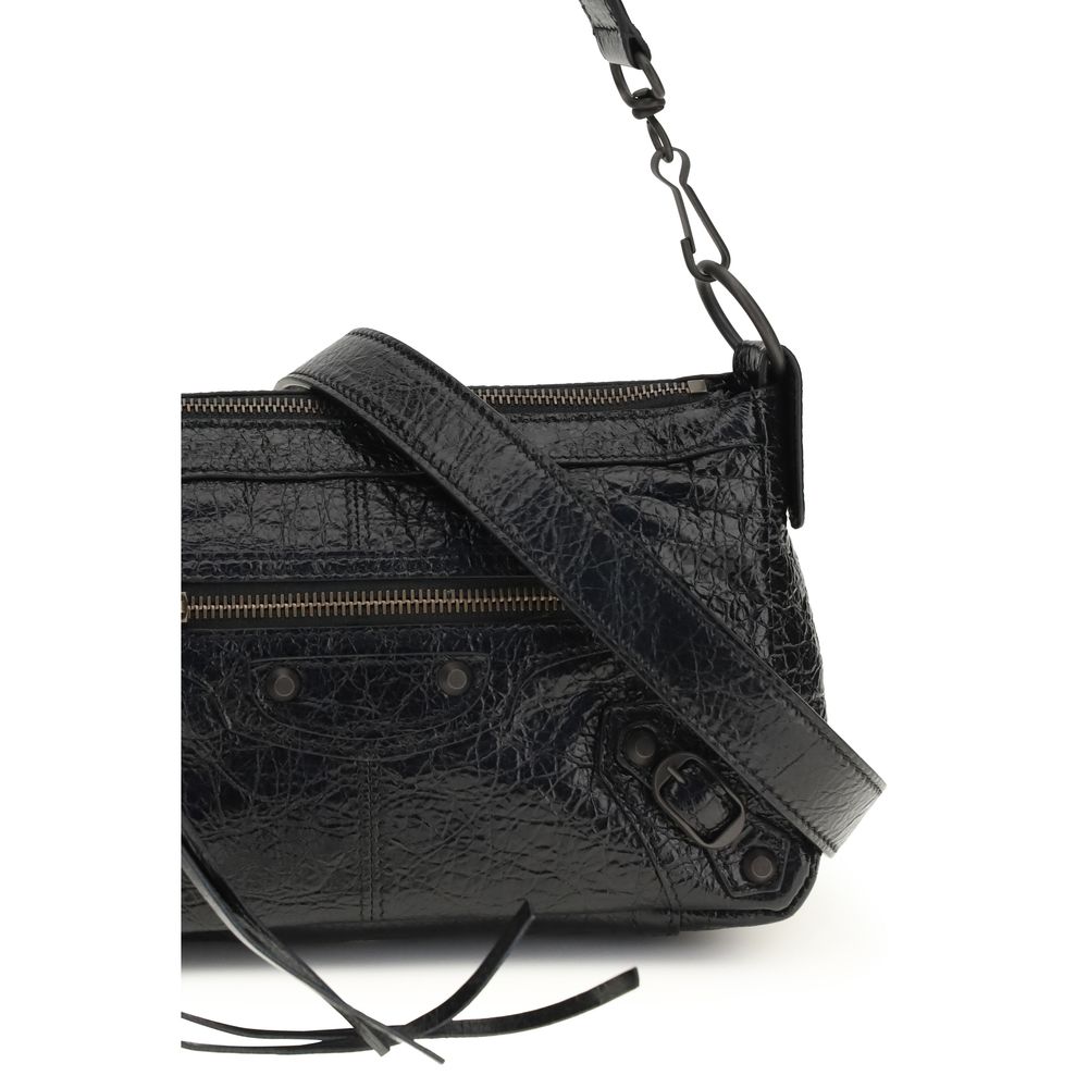 Balenciaga Black Lamb Leather Le City Moto Mini Shoulder Bag