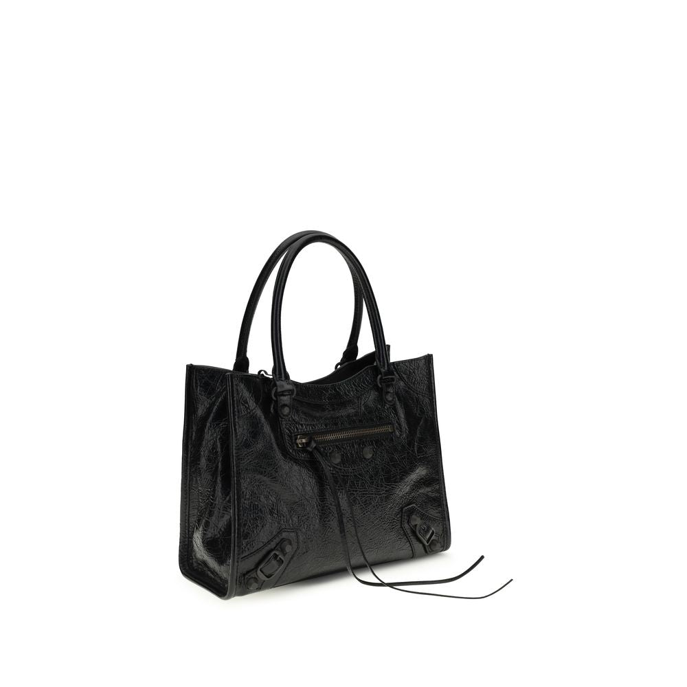 Balenciaga Le City Tote Mini Handbag in Black Lamb Ovis Aries Aries