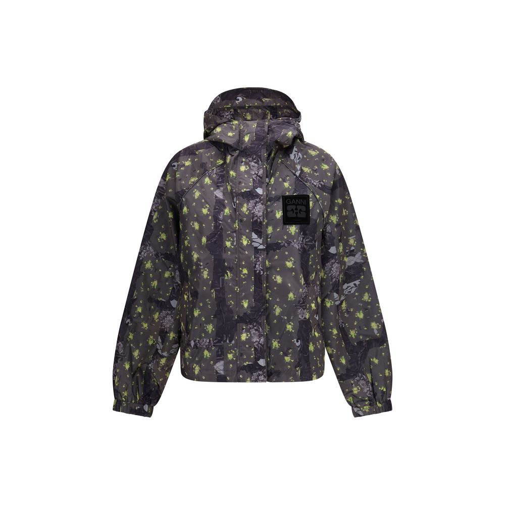 Ganni Floral Camo Hooded Shell Jacket