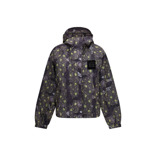 Ganni Floral Camo Hooded Shell Jacket