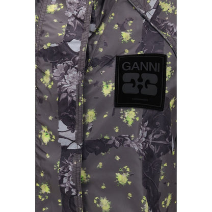 Ganni Floral Camo Hooded Shell Jacket
