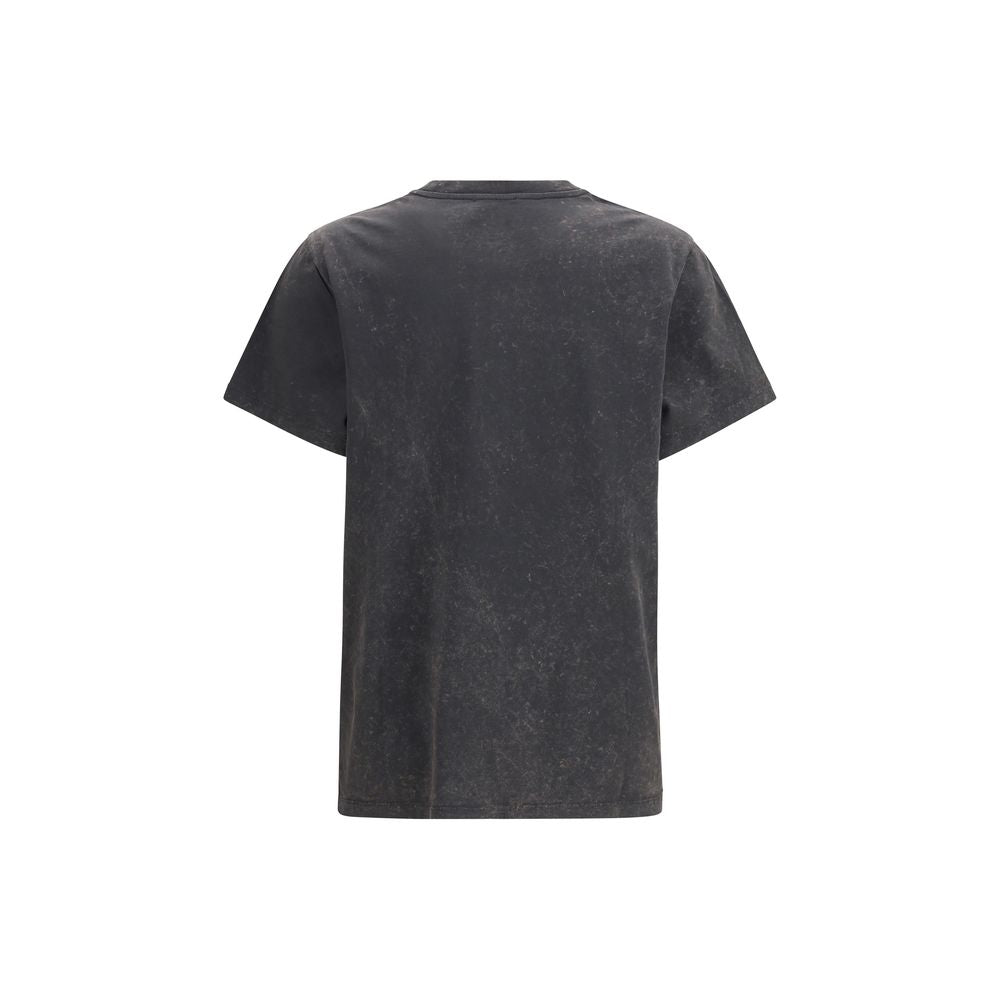 Ganni Gray Cotton Oversized Rose Print T-Shirt