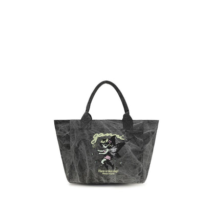 Ganni Gray Cotton Shoulder Bag Fairy Medium Tote Bag