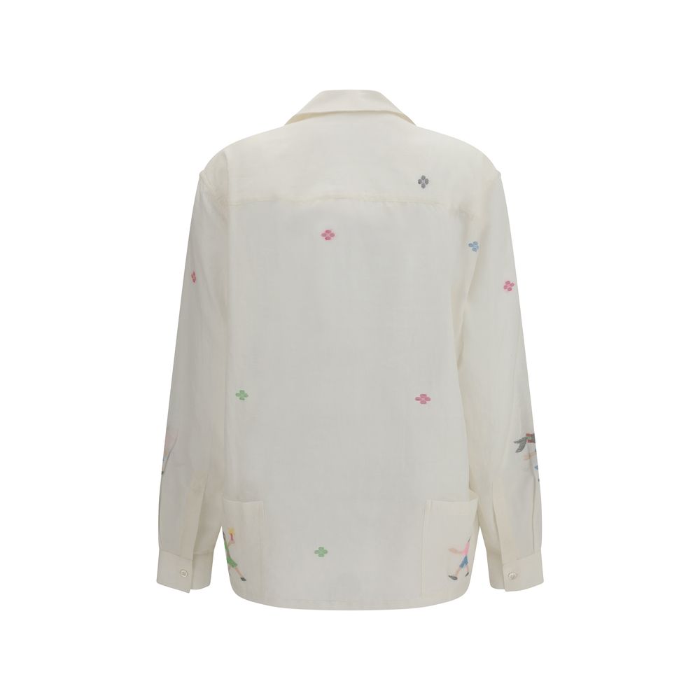 Baziszt White Cotton Pattern Shirt - A Contemporary Essential