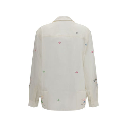 Baziszt White Cotton Pattern Shirt - A Contemporary Essential