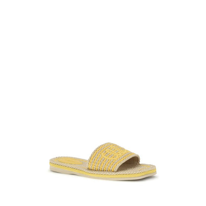 Chloé Beige Lamb Ovis Aries Flat Raffia Sandals