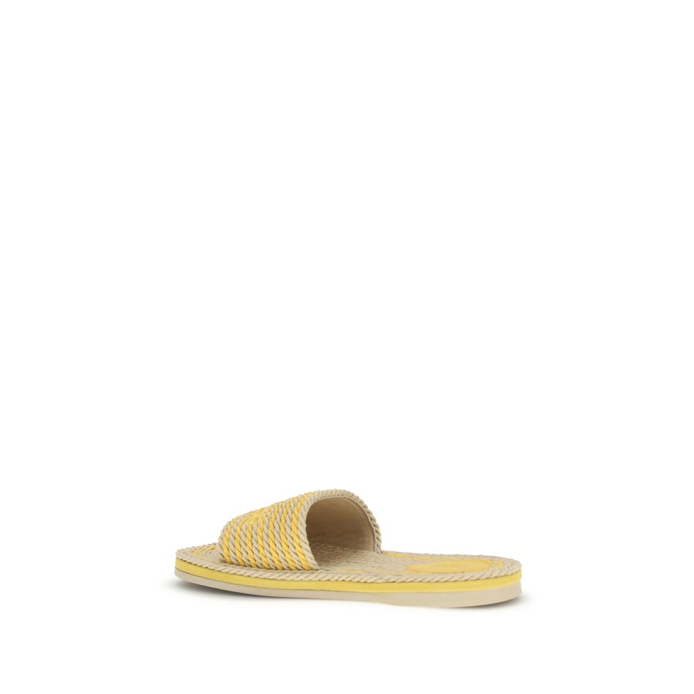 Chloé Beige Lamb Ovis Aries Flat Raffia Sandals