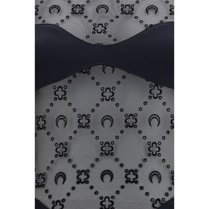 Marine Serre Black Polyamide Bodysuit with Moon Motif