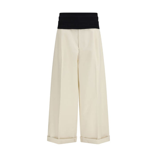 Darkpark Beige Cotton Casual Pants - The Wendy Wide-Leg Pants
