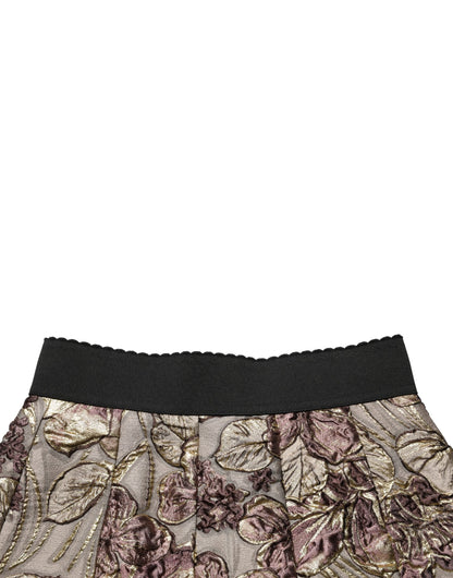 Dolce & Gabbana Multicolor Floral Jacquard A-Line Mini Skirt