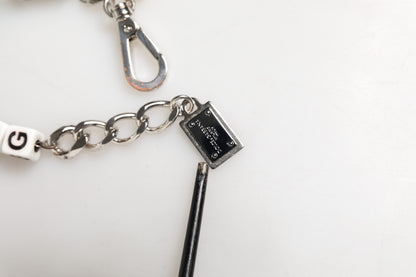 Dolce & Gabbana Silver Brass Chain Dice DG Logo EmbellishedCharm Bracelet