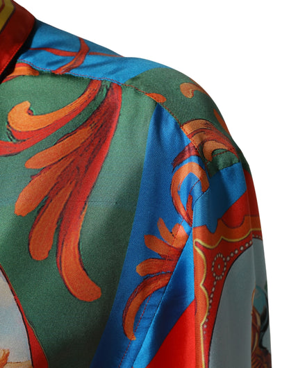 Dolce & Gabbana Multicolor Printed Long Sleeve Button Down Shirt Top