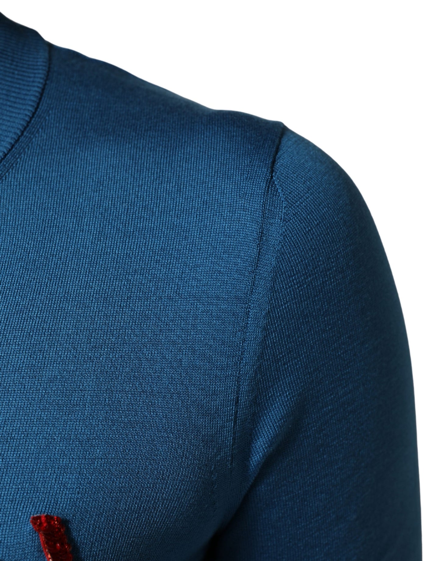 Dolce & Gabbana Blue Silk Sequined Crew Neck Pullover Sweater
