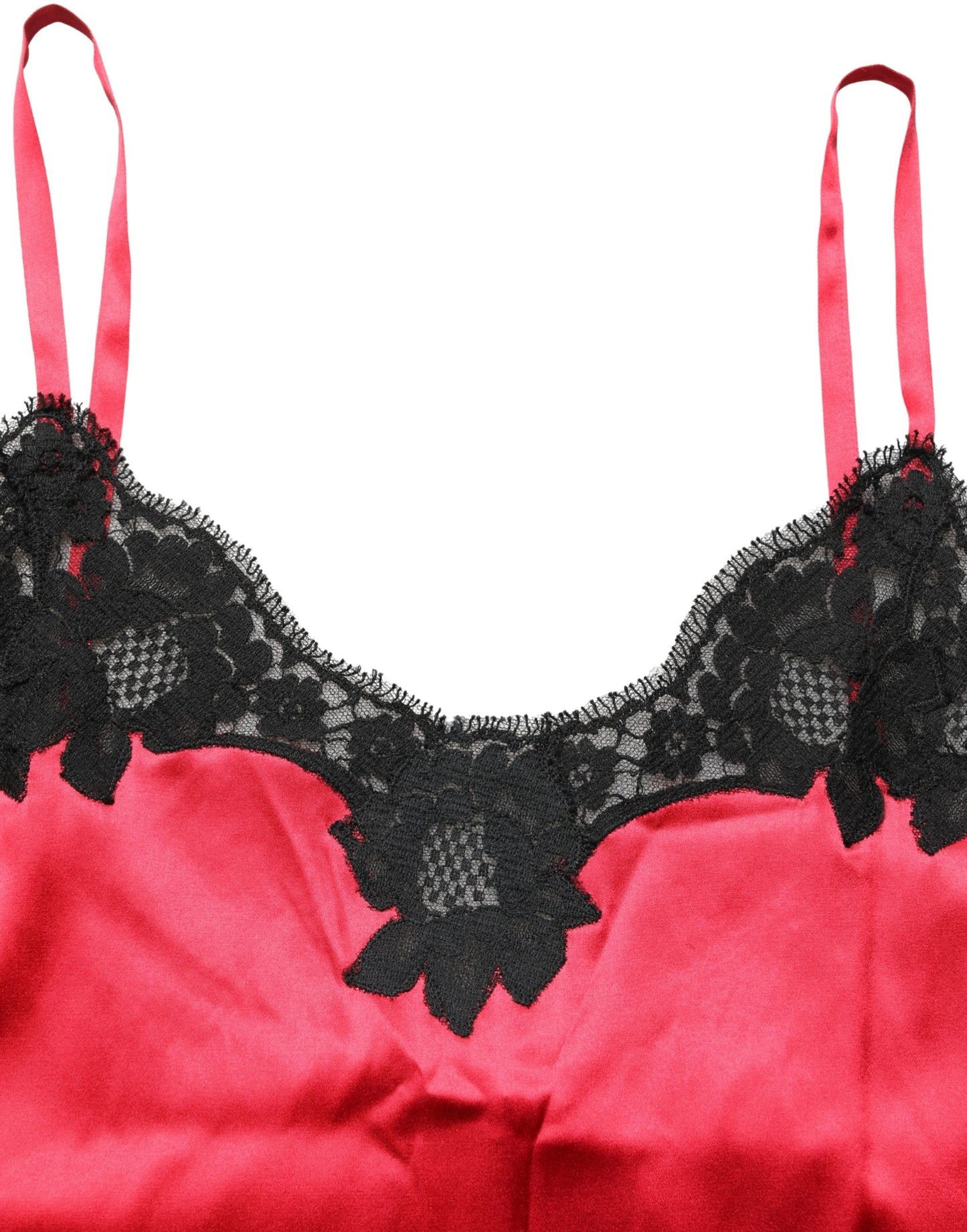 Dolce & Gabbana Red Silk Lace Trim Camisole