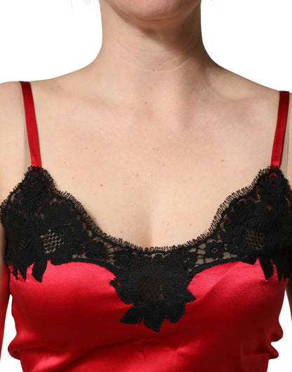Dolce & Gabbana Red Silk Lace Trim Camisole