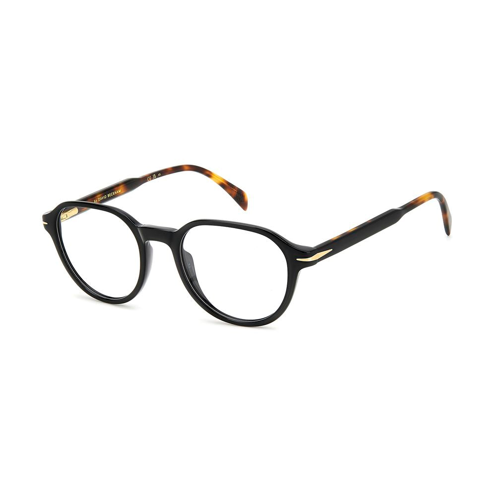 David Beckham Men’s Black Acetate Glasses – Round Demo Lens Frames
