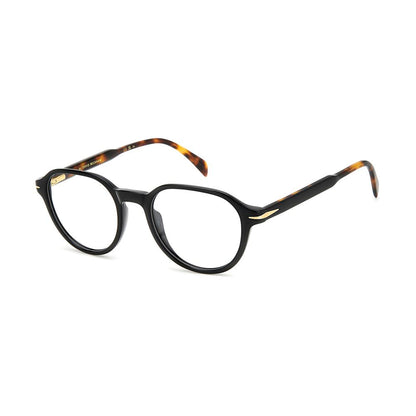 David Beckham Men’s Black Acetate Glasses – Round Demo Lens Frames