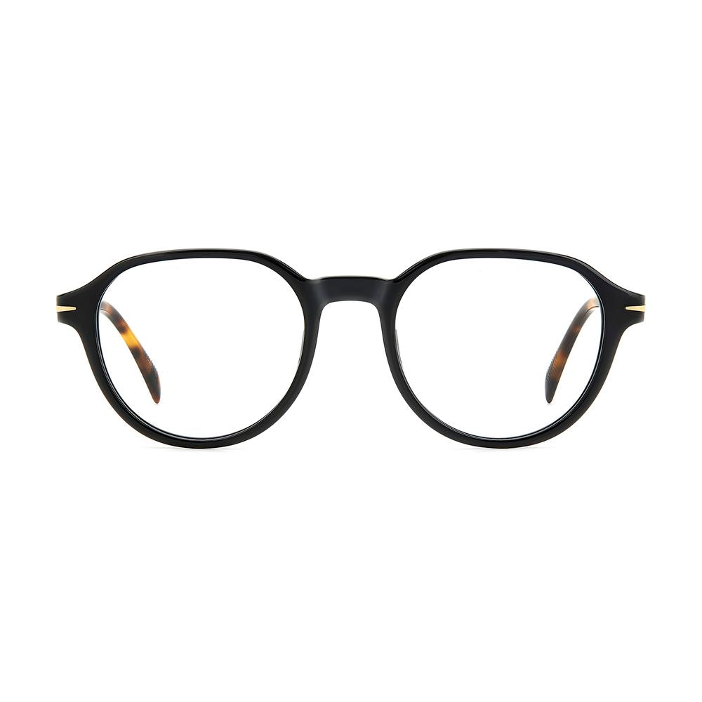 David Beckham Men’s Black Acetate Glasses – Round Demo Lens Frames