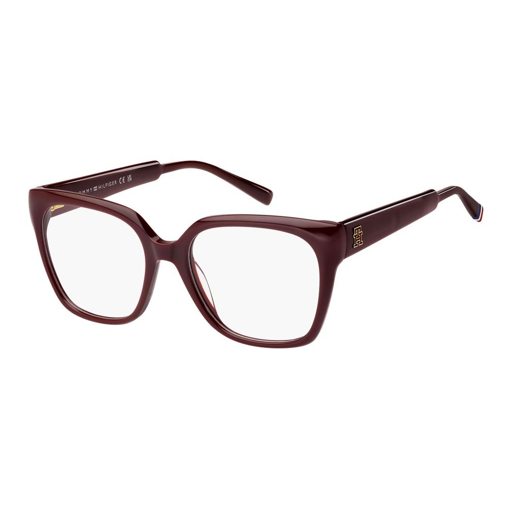Tommy Hilfiger Women’s Burgundy Acetate Glasses – Square Frames