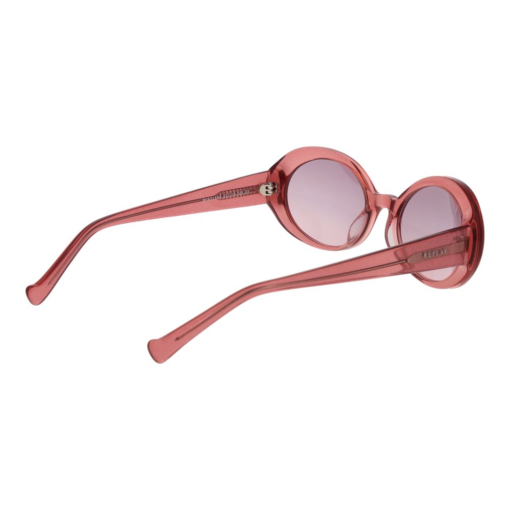 Replay Women’s Sunglasses – Pink Oval Frame, Purple Gradient Lenses