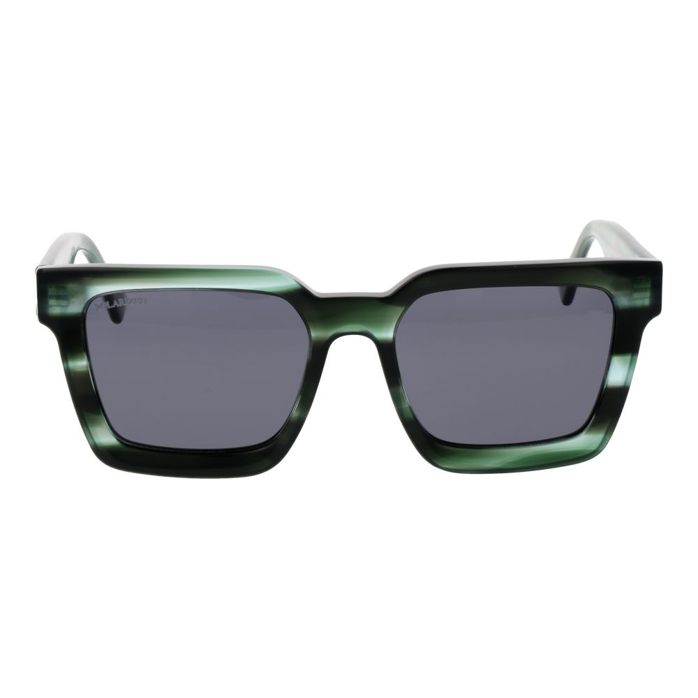 Replay Unisex Bicolor Sunglasses – Green Square Frame, Grey Lenses
