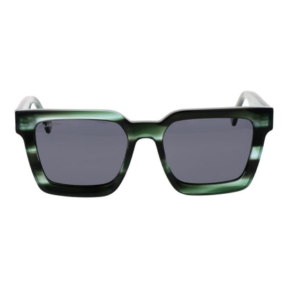 Replay Unisex Bicolor Sunglasses – Green Square Frame, Grey Lenses