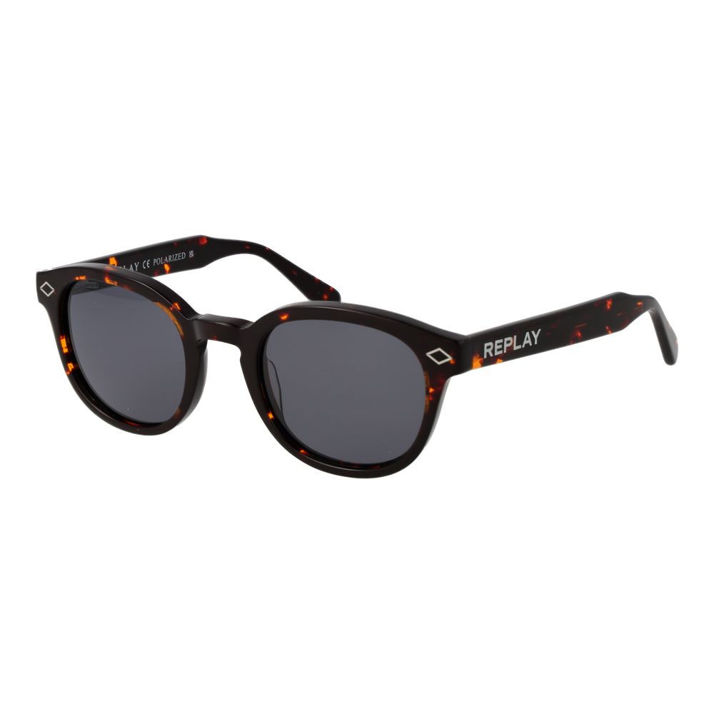 Replay Unisex Sunglasses – Brown Panto Frame, Grey Lenses