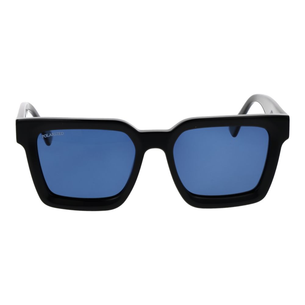 Replay Unisex Sunglasses – Black Square Frame, Blue Polarized Lenses