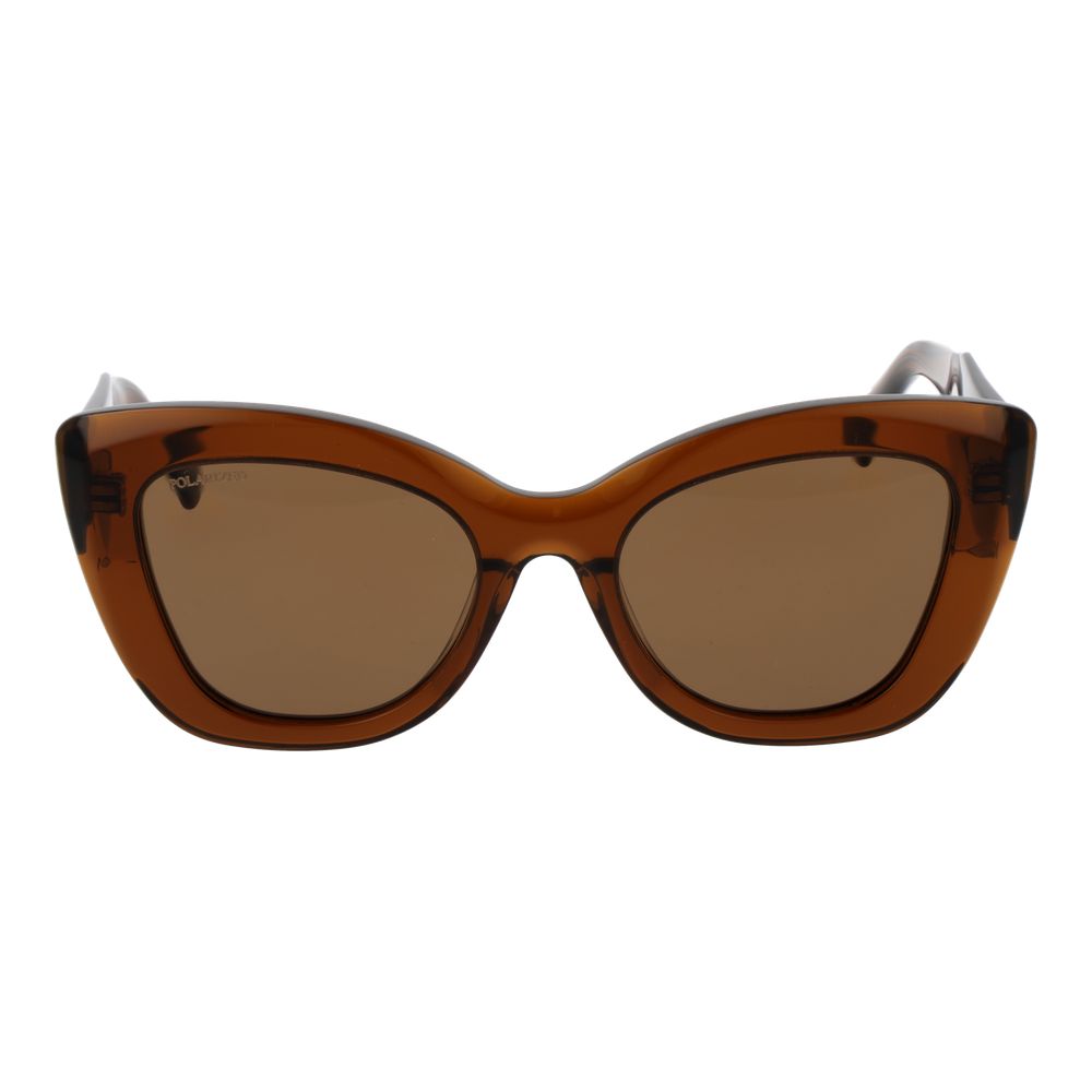 Replay Women’s Sunglasses – Brown Cat Eye Frame, Gold Polarized Lenses