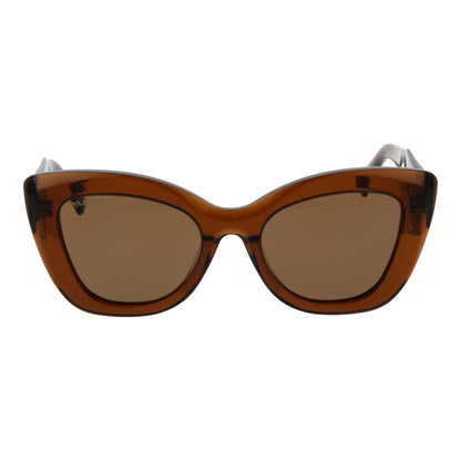 Replay Women’s Sunglasses – Brown Cat Eye Frame, Gold Polarized Lenses