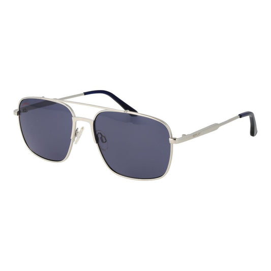 Replay Men’s Sunglasses – Silver Rectangle Frame, Grey Lenses