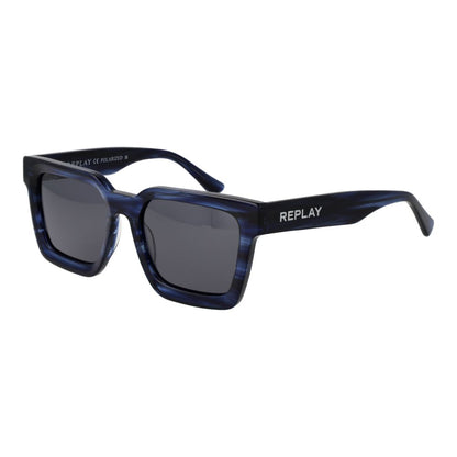 Replay Unisex Blue Acetate Sunglasses – Polarized Grey Lenses
