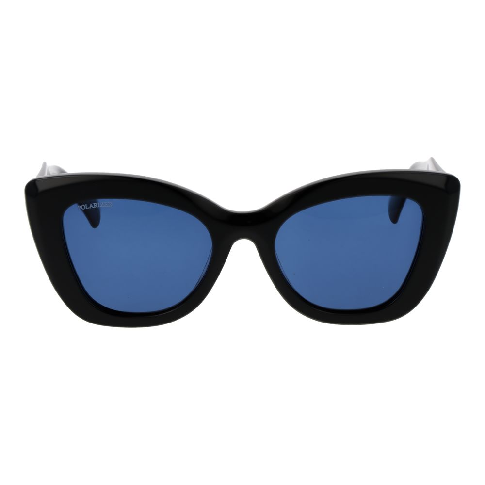 Replay Women’s Sunglasses – Black Cat Eye Frame, Blue Lenses