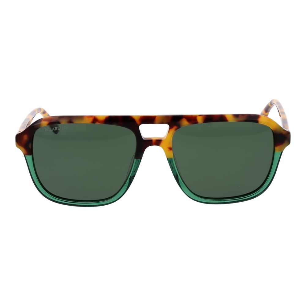 Replay Men’s Sunglasses – Brown Aviator Frame, Green Polarized Lenses