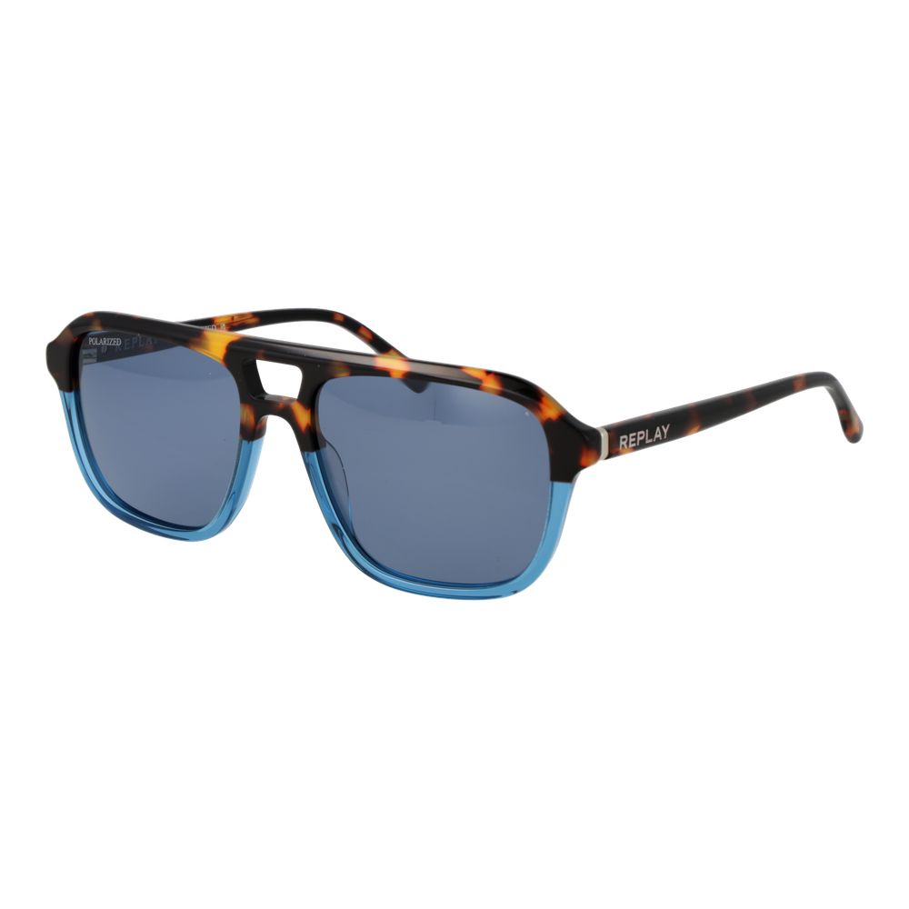 Replay Multicolor Acetate Sunglasses – Aviator Style with Blue Lenses