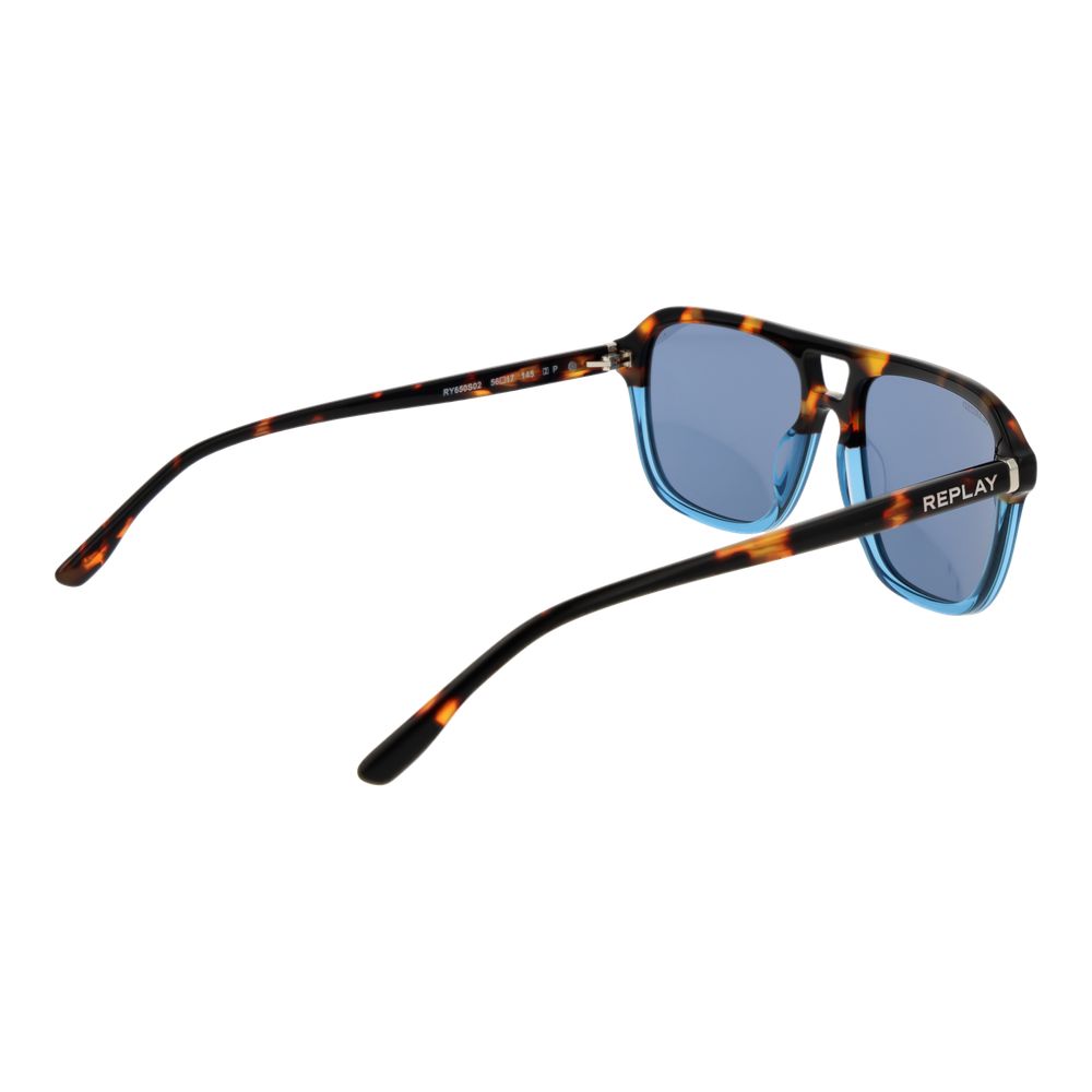 Replay Multicolor Acetate Sunglasses – Aviator Style with Blue Lenses