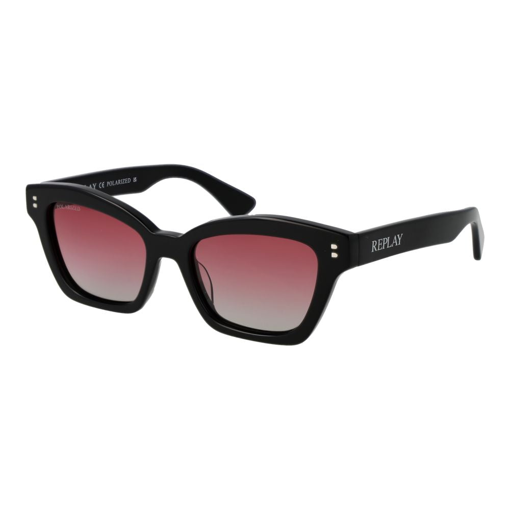 Replay Women’s Sunglasses – Black Cat Eye Frame, Pink Gradient Lenses
