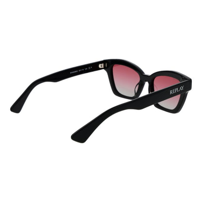 Replay Women’s Sunglasses – Black Cat Eye Frame, Pink Gradient Lenses