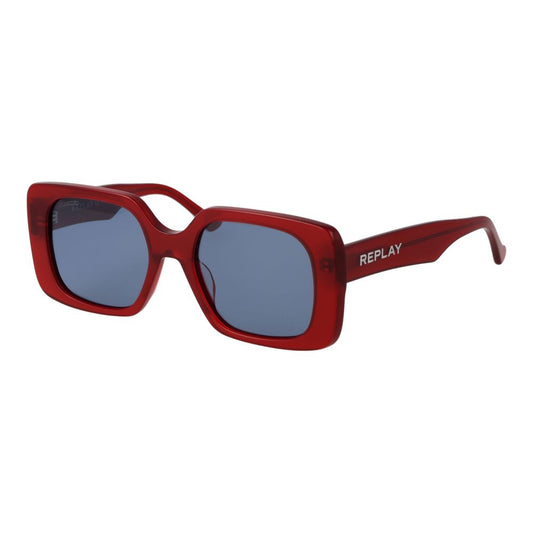 Replay Women’s Sunglasses – Red Square Frame, Grey Polarized Lenses