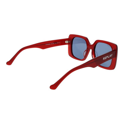 Replay Women’s Sunglasses – Red Square Frame, Grey Polarized Lenses