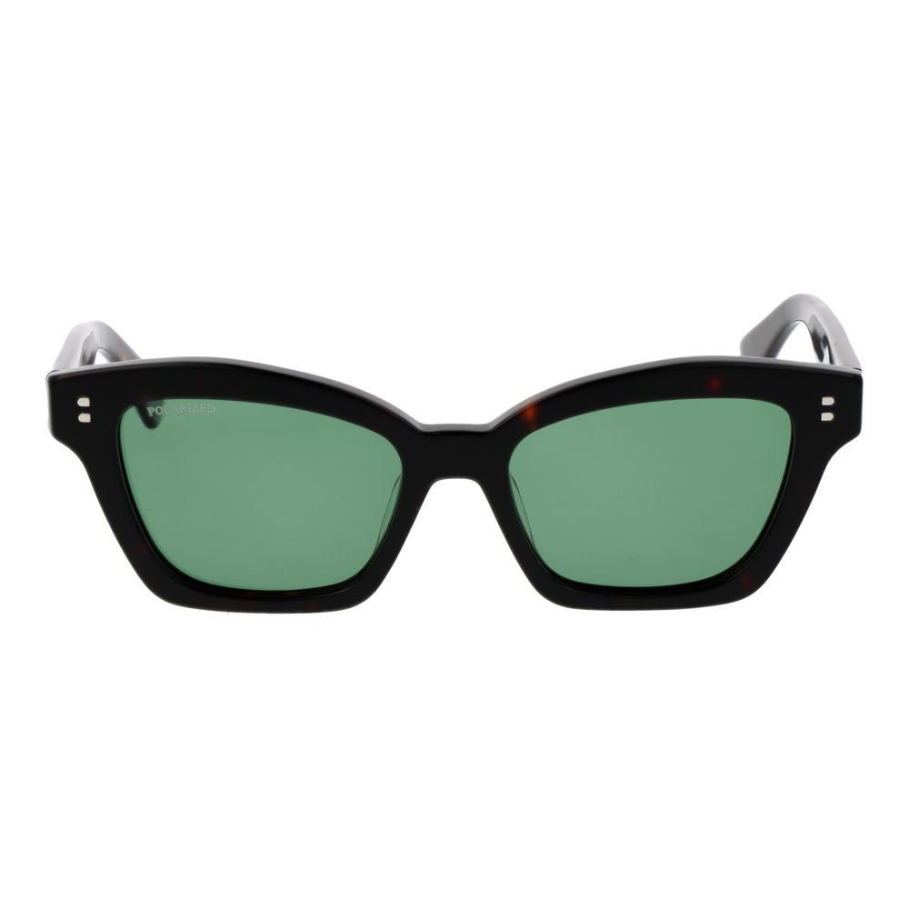 Replay Women's Sunglasses – Black Cat Eye Frame, Green Lenses