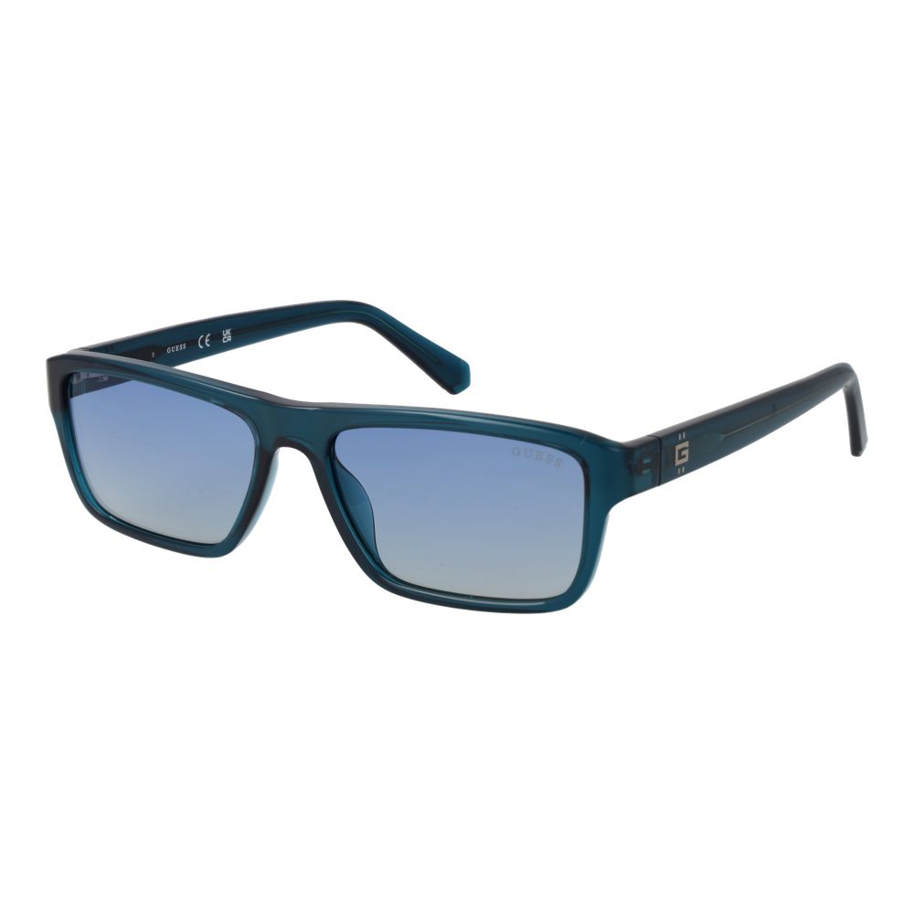 Guess Men’s Sunglasses – Blue Rectangle Frame, Mirrored Lenses