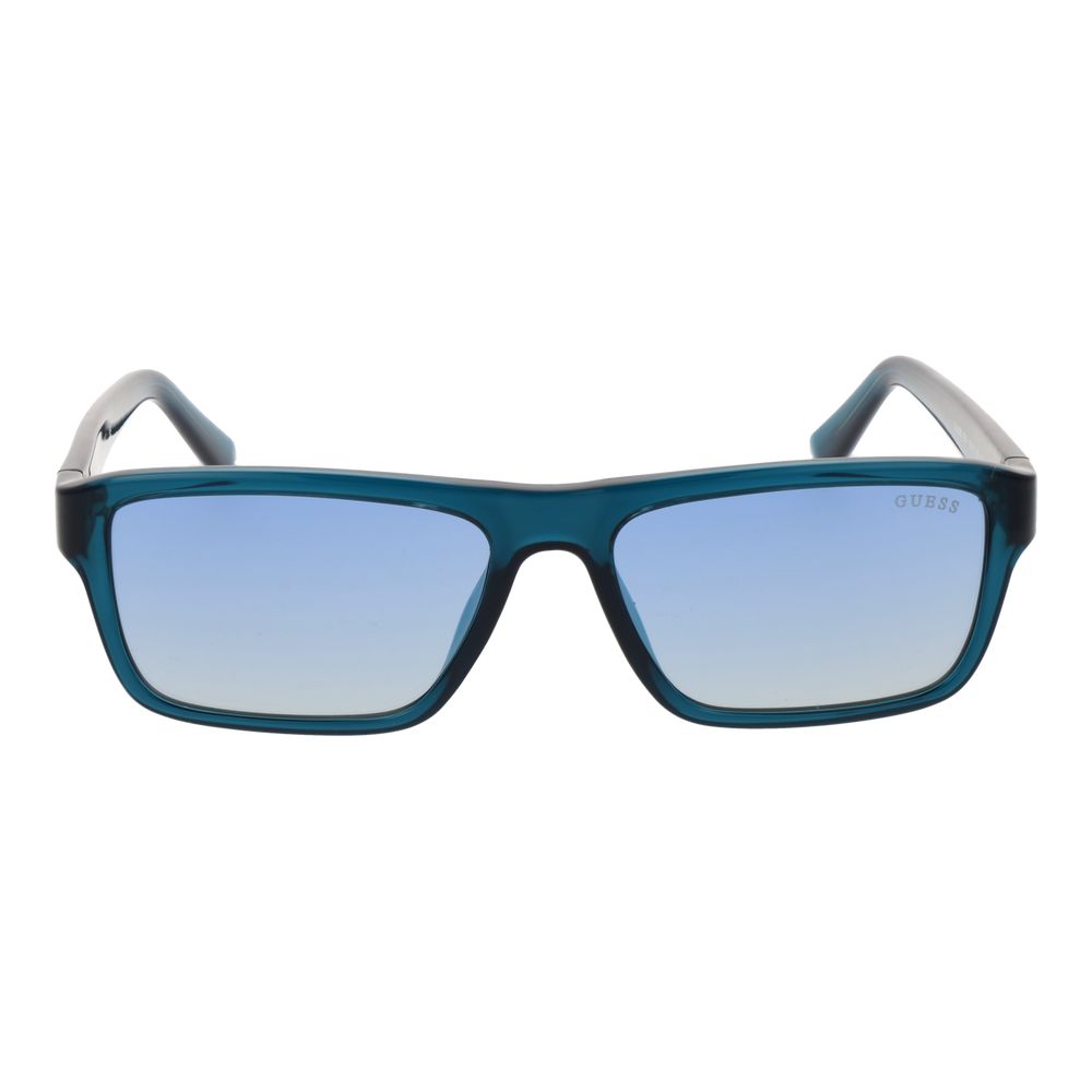Guess Men’s Sunglasses – Blue Rectangle Frame, Mirrored Lenses
