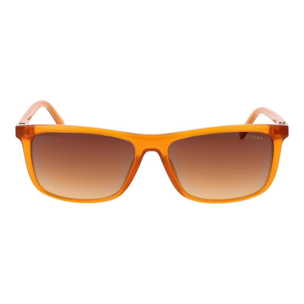 Guess Men’s Sunglasses – Orange Rectangle Frame, Brown Gradient Lenses