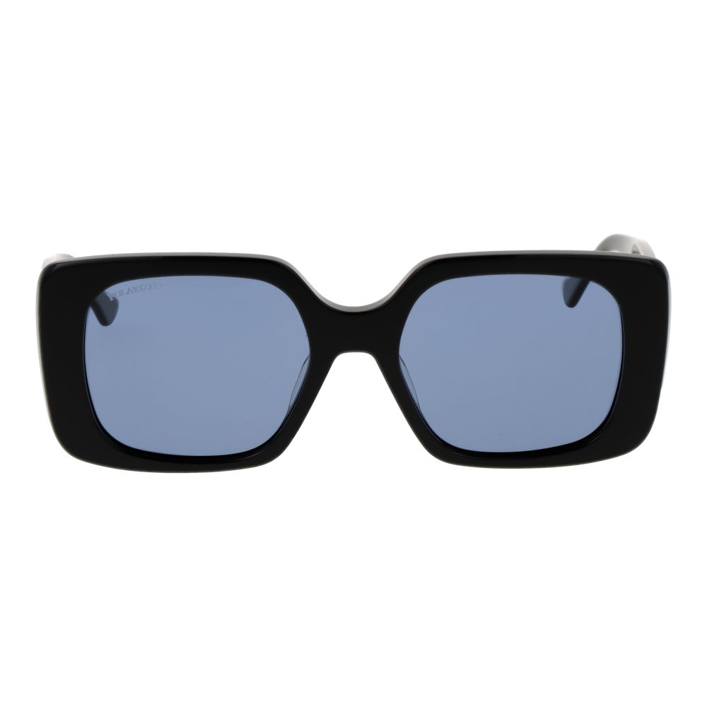 Replay Women's Sunglasses – Black Square Frame, Blue Polarized Lenses