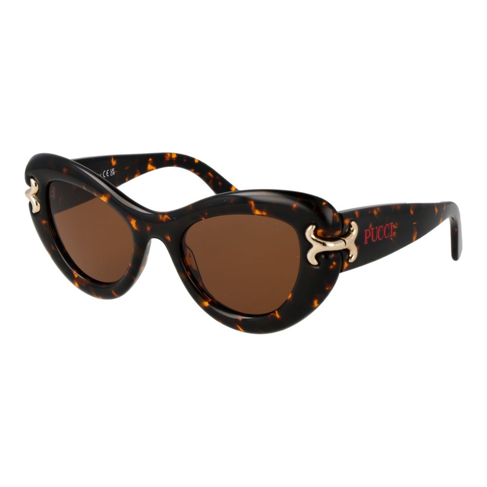 Emilio Pucci Women’s Sunglasses – Multicolor Cat Eye Frame, Brown Lenses
