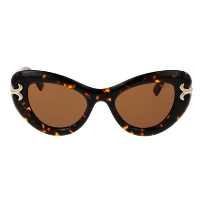 Emilio Pucci Women’s Sunglasses – Multicolor Cat Eye Frame, Brown Lenses