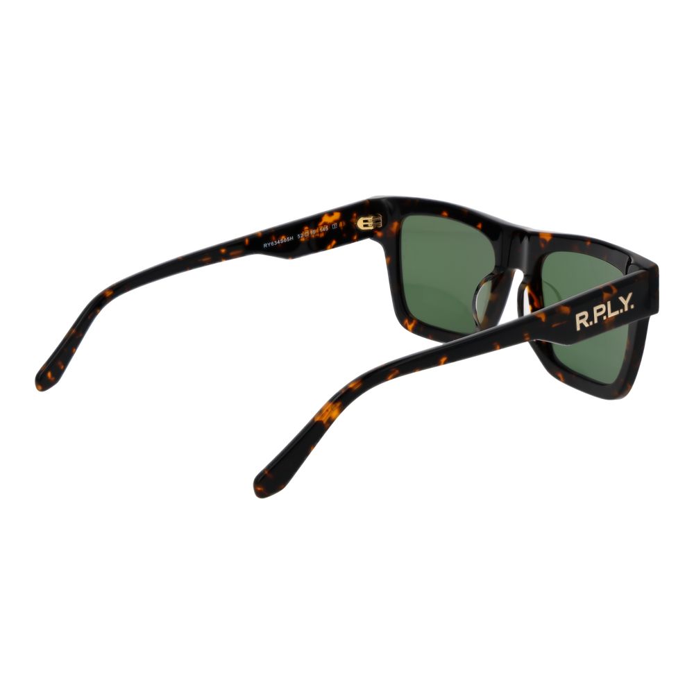 Replay Men’s Sunglasses – Brown Square Frame, Green Lenses