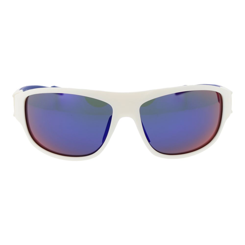 Adidas Men's Sunglasses – White Full-Rim Frame, Purple Mirrored Lenses