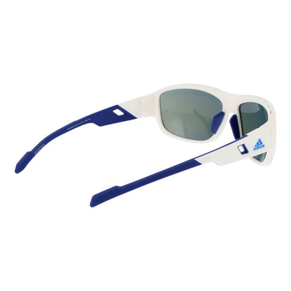 Adidas Men's Sunglasses – White Full-Rim Frame, Purple Mirrored Lenses